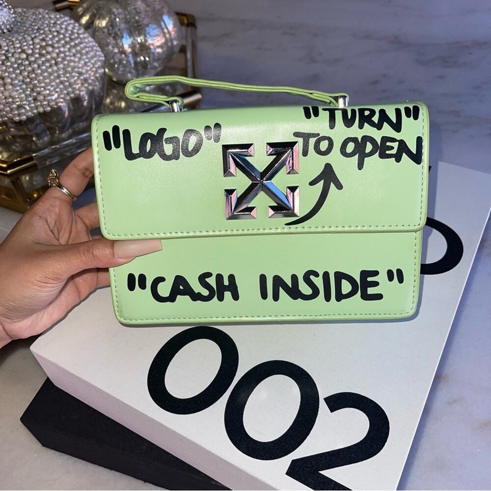 Green “Money Bag” Cash Inside Faux Leather Structure Bag